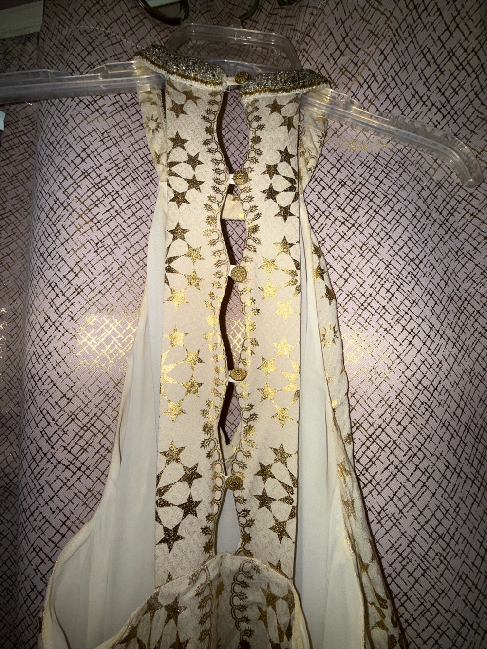 Kimchi Blue Cream Dress with Metallic Gold Motif - Picture 6 of 7